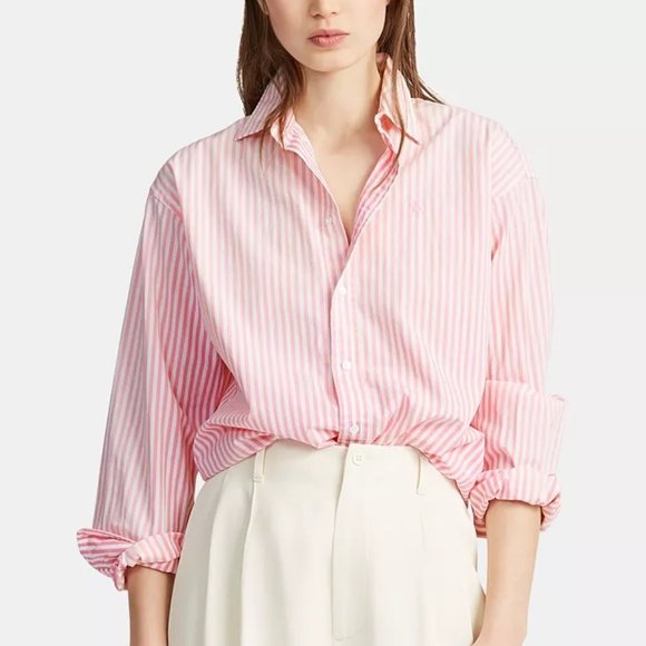 Ralph Lauren Tops - Polo Ralph Lauren Boyfriend-Fit Striped Cotton Shirt